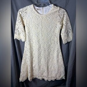 Ivory Lace Dress with Scalloped Sleeves EPC